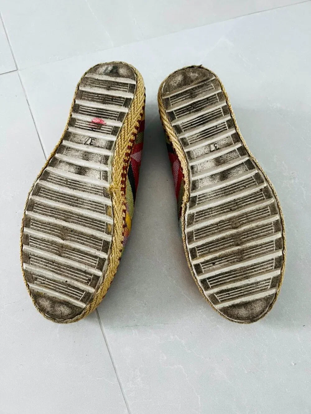 CH Carolina Herrera Multicolor Woven Geometric Espadrille Flats (Size 7)